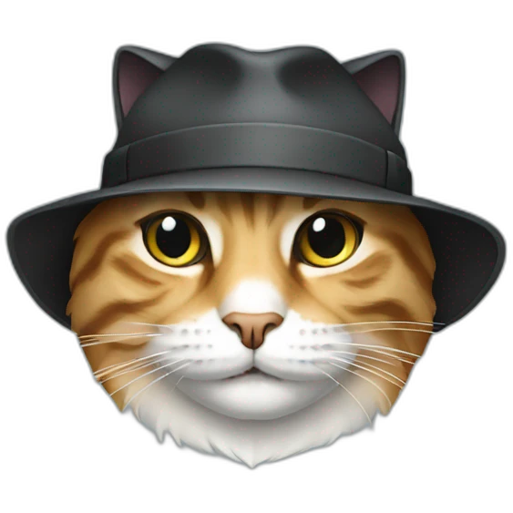 cat with anonymous hat emoji
