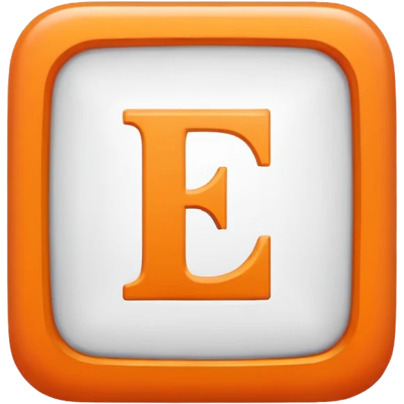 make me an emoji of a orange square with a white E in the center large E must have times new roman font emoji