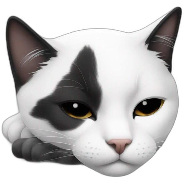 Black and white Sleeping cat emoji