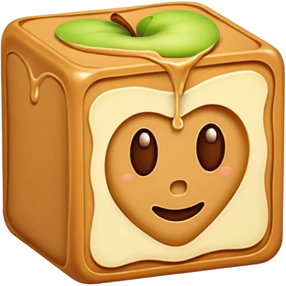 apple slice cube with peanut butter emoji