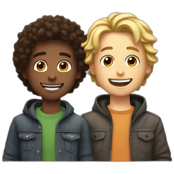 Two best friends hanging out both boys emoji
