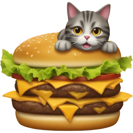 A cat eating a burger emoji