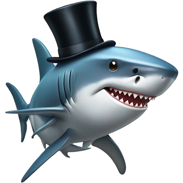 Shark with a top hat emoji