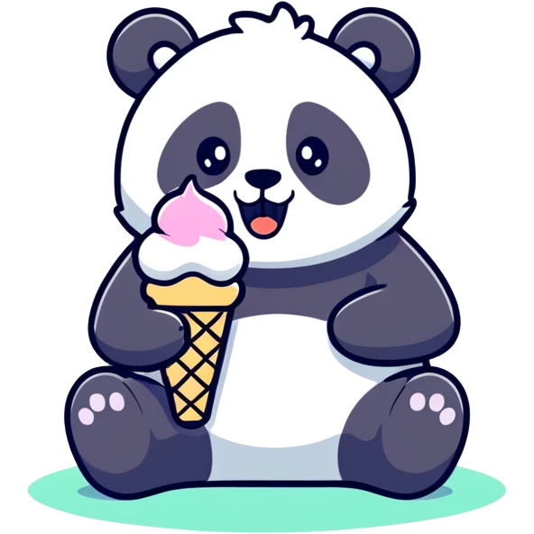 Panda eating ice cream emoji