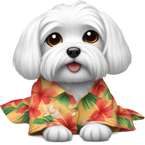 Maltese laying down wearing a Hawaiian shirt emoji