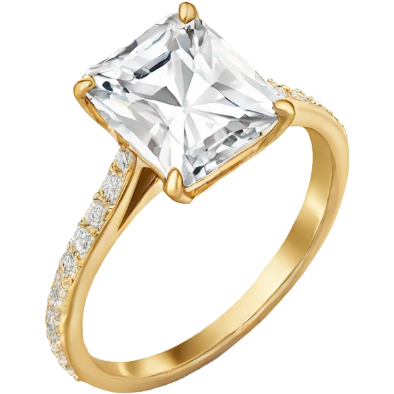 radiant cut solitaire gold engagement ring emoji