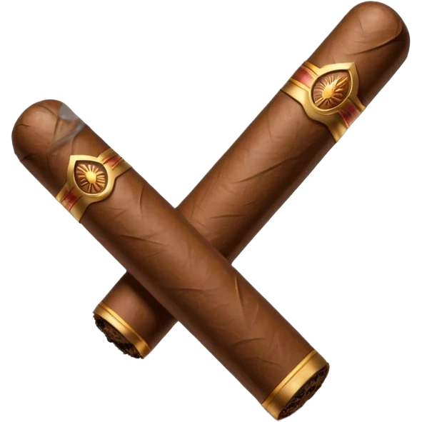 Emoji-style cigar icon, dark brown wrapper, subtle smoke, minimalistic, clean silhouette, metal details emoji