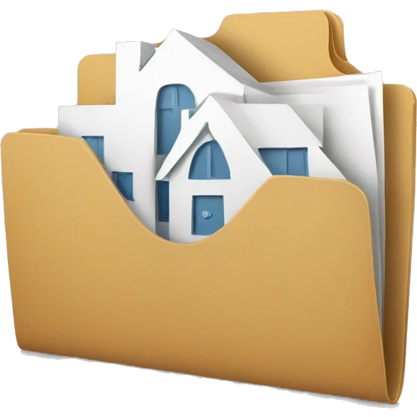 a folder full of paper with a visible home symbol on it emoji