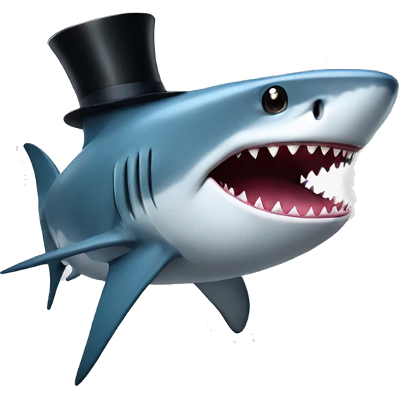 Shark with a top hat emoji