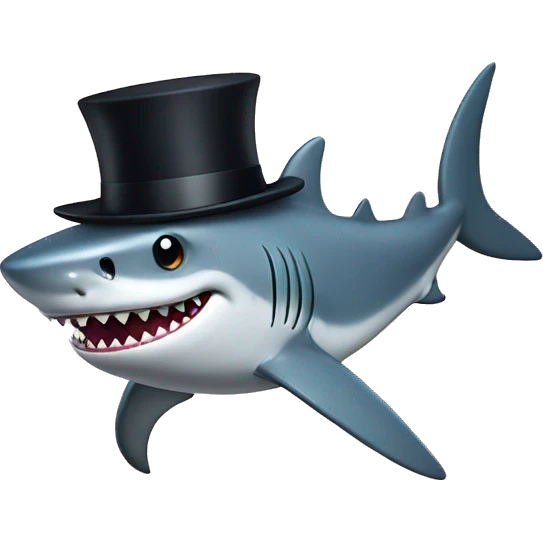 Shark with a top hat emoji