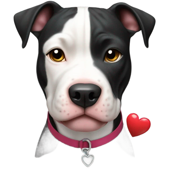 Black and white pitbull with heart on chest emoji