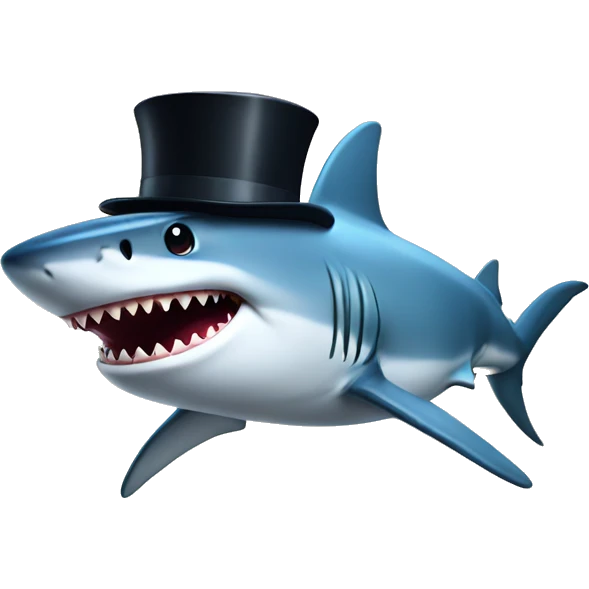 Shark with a top hat emoji