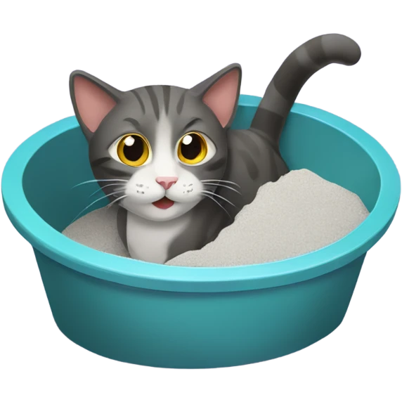 Cat popping in litter box  emoji