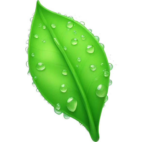 soft green leaf with morning dew drops. emoji