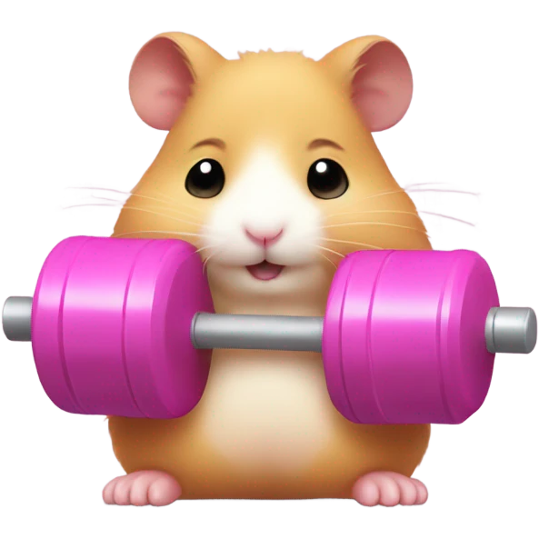 Pink hamster lifting weights  emoji