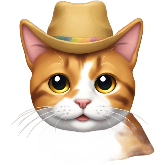 Calico cat with a ￼hat emoji