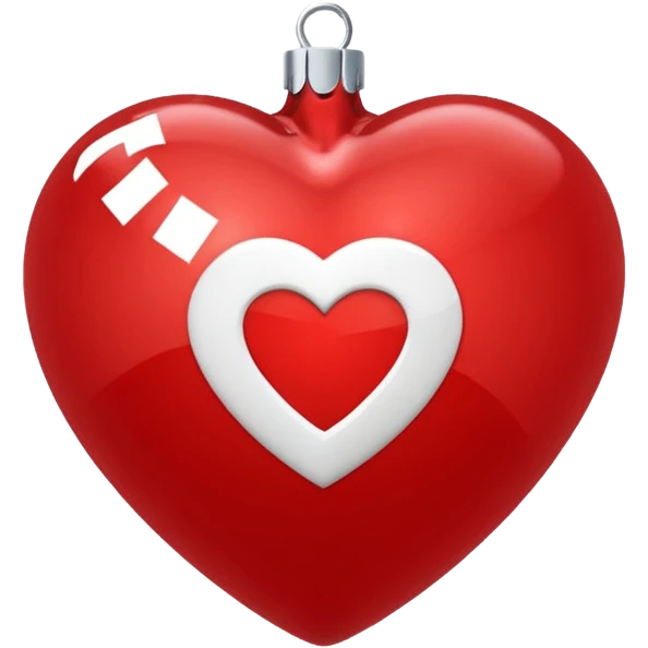 red Christmas heart-shaped ball with white "S" logo emoji