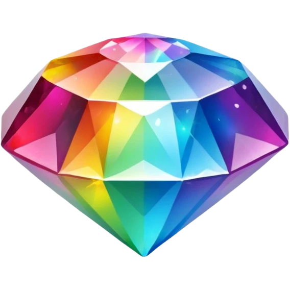 A 3d, not too detailed rainbow colored gem shaped prismatic icon emoji
