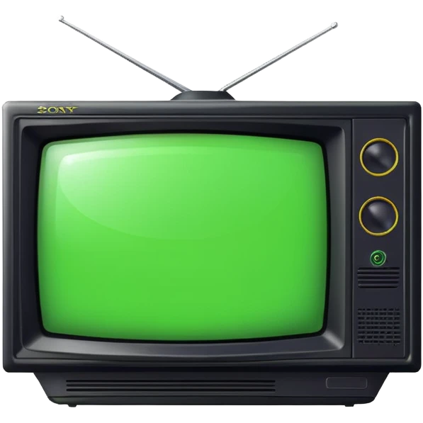 старый черный телевизор Sony с ярко зеленым пиксельным экраном  emoji