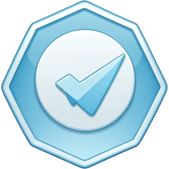 Telegram verification badge, light blue irregular octagon with white checkmark emoji