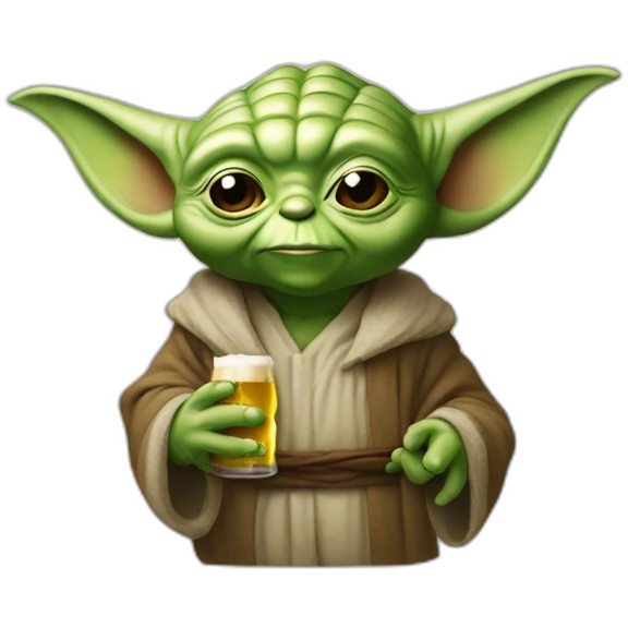 Yoda buvant une bière emoji