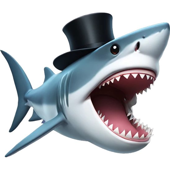 Shark with a top hat emoji