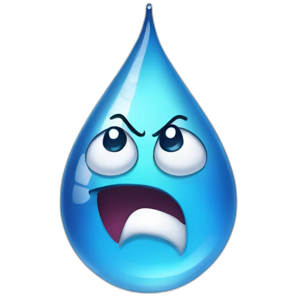 Water drop with angry face emoji