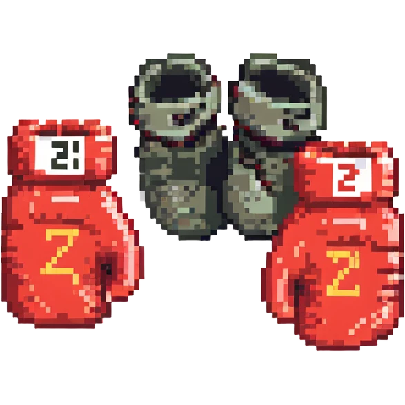 красные боксерские перчатки друг на друге с надписью "23", no background emoji