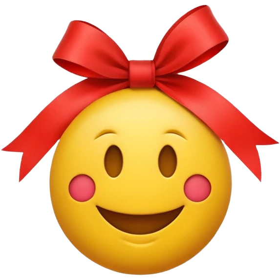 Smiley face emoji with ribbon emoji