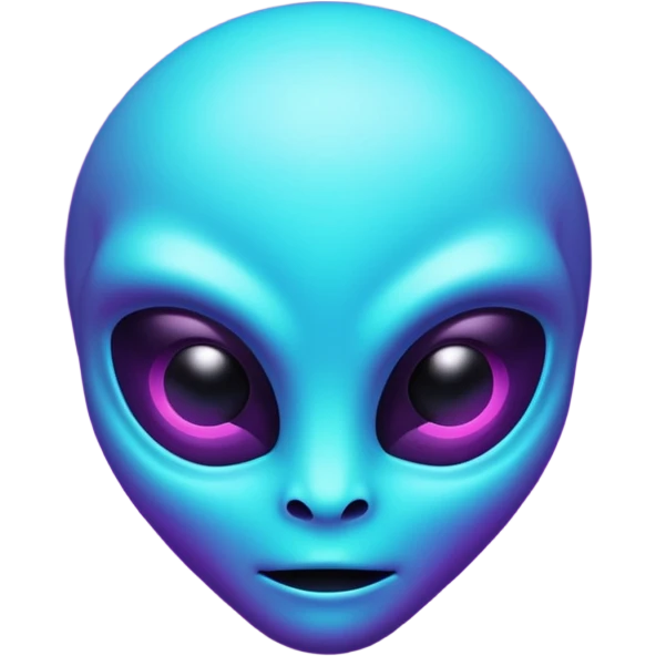 futuristic glowing pixel game alien emoji face, purple and cyan neon light, dark background emoji