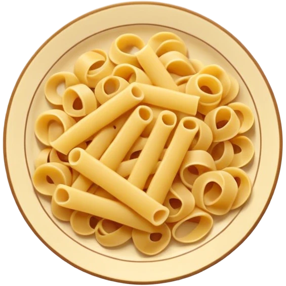 European cuisine humanless avatar in modern emoji-style illustration. Plate with pasta and bread, neutral warm colors, simple shapes, flat design, elegant and friendly. emoji