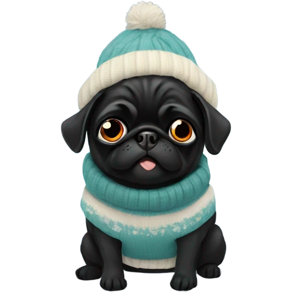 Black pug weather sweater emoji