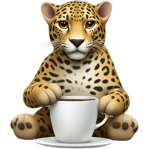 Jaguar onntje jungle take a cup of coffe emoji