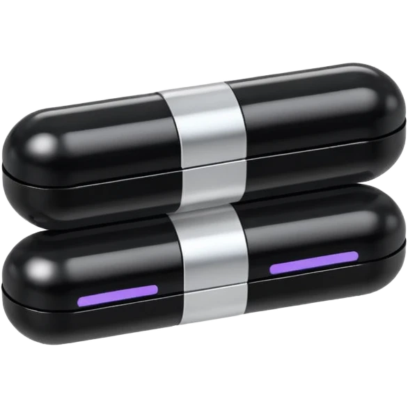 Minimalistic futuristic black medicine pills pack emoji, metallic black and white, reflective sleek surfaces, flat vector design, high-tech clean UI icon emoji