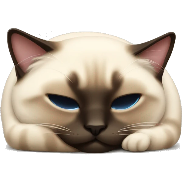 fluffy siamese cat curled up sleeping emoji