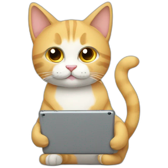 Gato con una tablet emoji