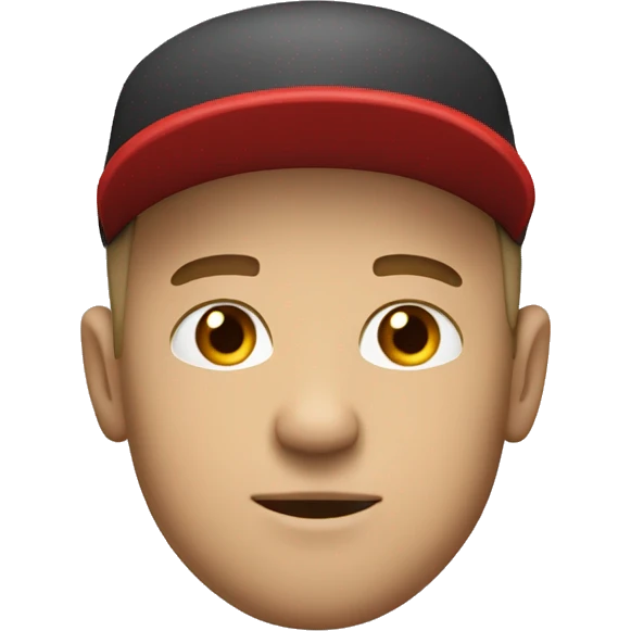 white man wearing hat with a taper fade haircut with goate and a red polo shirt emoji