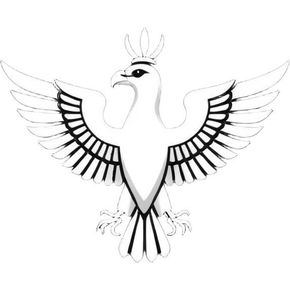 Minimalist black and white emblem emoji, inspired by the Faravahar symbol. Bio instagram  emoji