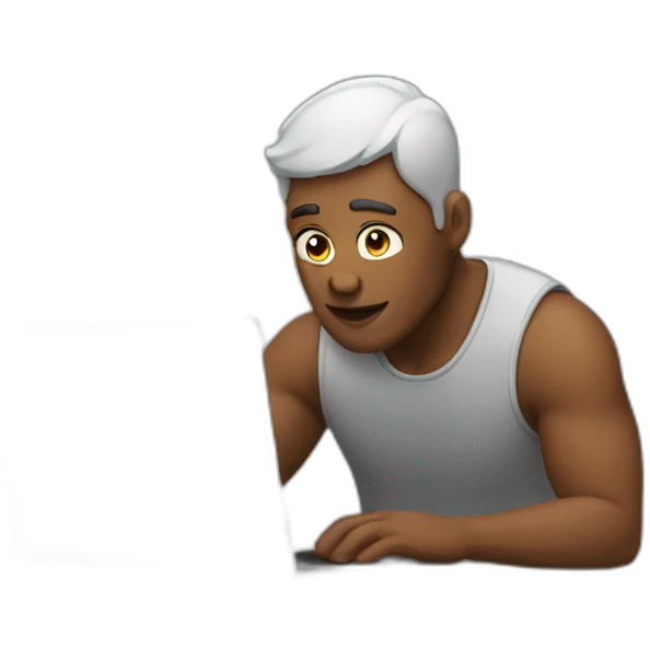 man sitting in front of laptop and we can see his screen emoji