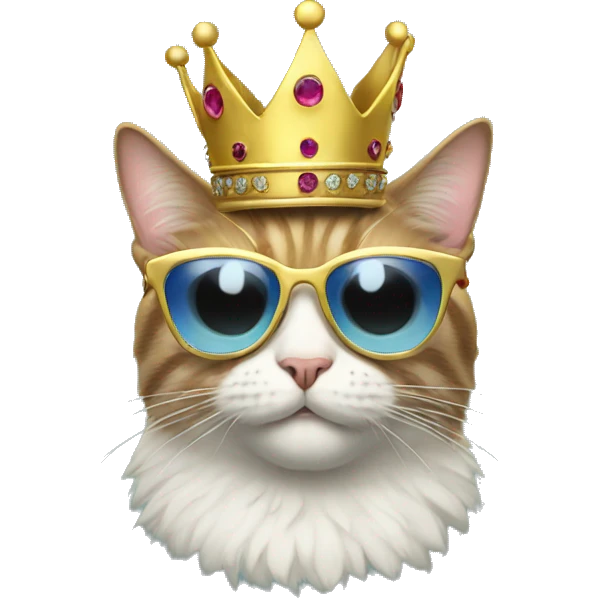 Cat with sunglasses and a crown emoji