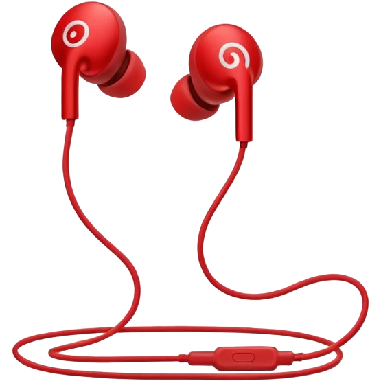 red wired earbuds emoji