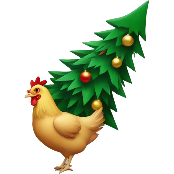 Chicken dragging a Christmas tree  emoji