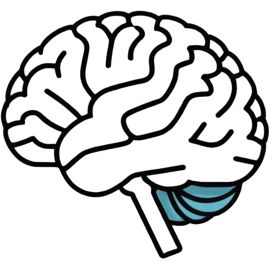 Super minimal brain icon, outline style, YouTube play triangle subtly integrated in center, single line art, monochrome or two-tone, clean vector, suitable for small size display, modern flat design emoji