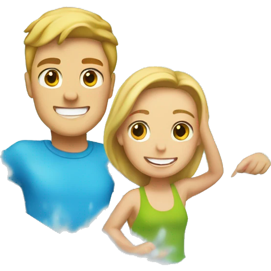 waterslide with white boy  and white girl  emoji