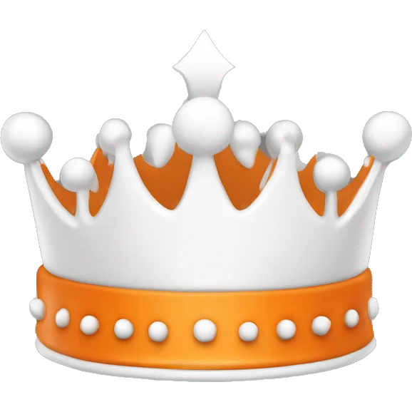 A crown, orange on the upside and white on the downside, add text seeker alliance  emoji