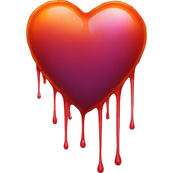 bleeding red heart shape glowing red-orange emoji