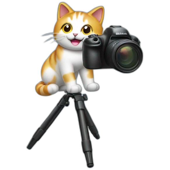 Happy cat with tripod and camera emoji
