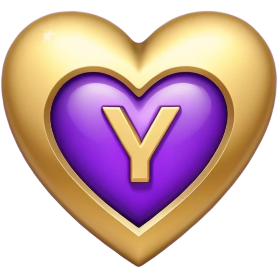 The golden Letter “y” inside a Purple Heart emoji