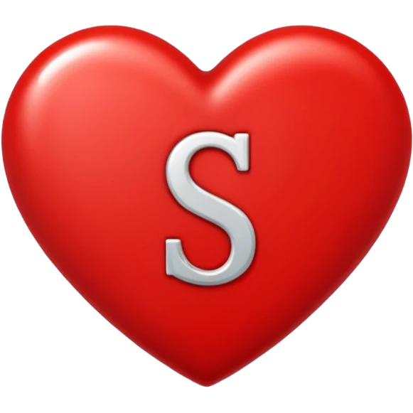 Love heart in red colour and center S letter only emoji