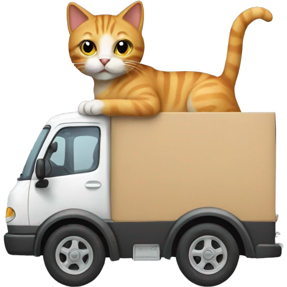 cat driving a moving van emoji